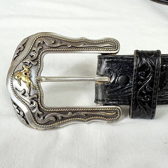 Tony Lama Men's Black Westerly Ride Tooled Leather Western Belt C41513 Size 32 - Picture 6 of 6